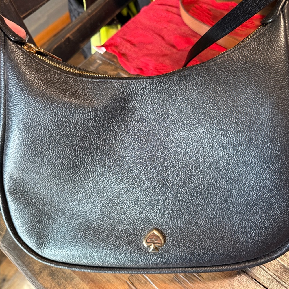 Kate Spade Black Hobo Bag with Gold Accent